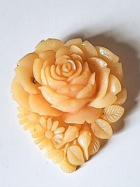 Vintage Celluloid JAPAN Floral Pin Brooch 1940s Peach Colored